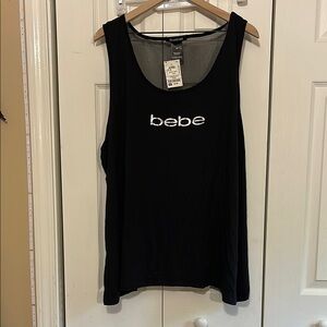 Bebe Black Logo Tank Top